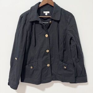Charter Club Black Gold Buttons Jacket Blazer‎ Womens Sz Large Black Lightweight